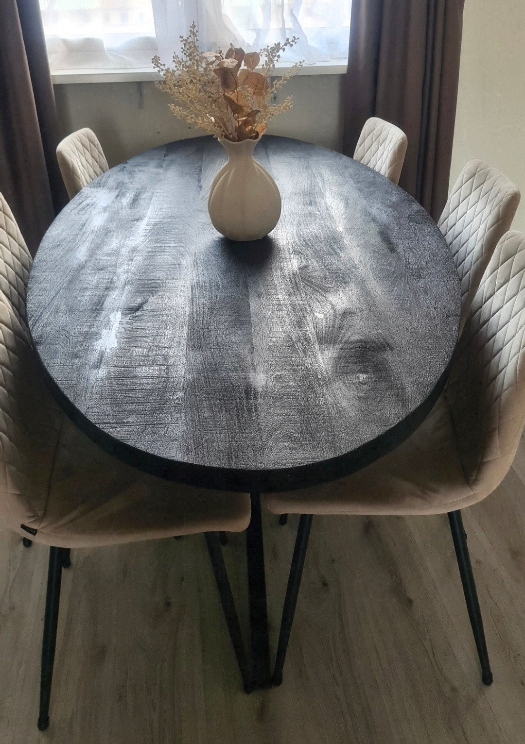 ovale eettafel met 5 stoelen, Huis en Inrichting, Gebruikt, 100 tot 150 cm, Rond, Vijf personen of meer