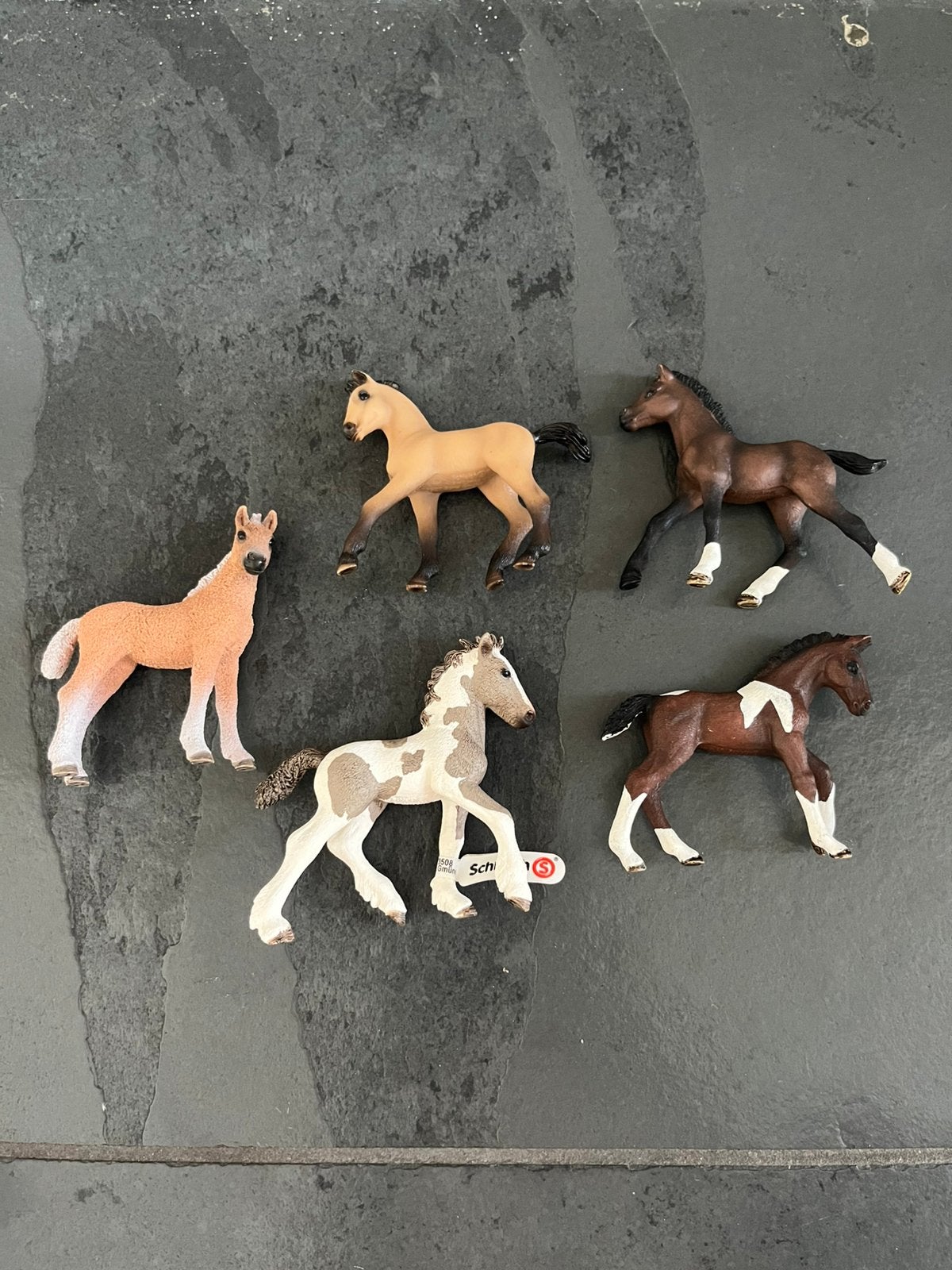 Prachtige set van 5 Schleich veulens, Ophalen of Verzenden, Zo goed als nieuw