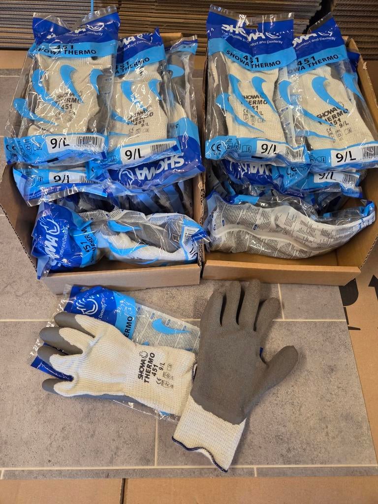 30 paar showa 451 thermo handschoenen maat L, Ophalen of Verzenden, Nieuw