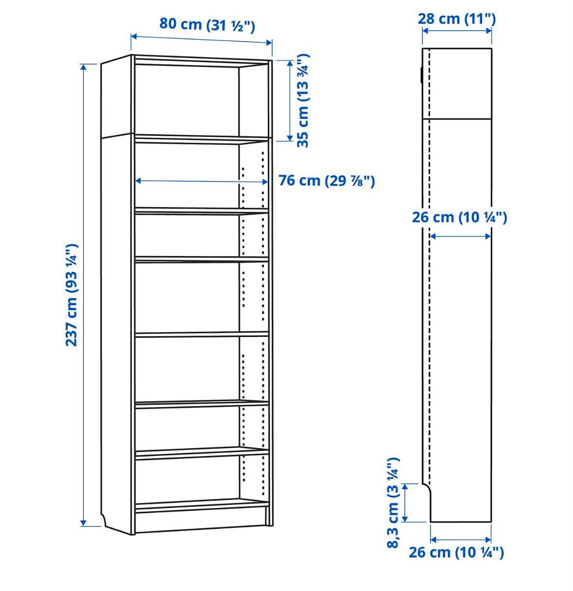 30 euro: IKEA BILLY boekenkast – wit – 237 cm hoog, Ophalen, Zo goed als nieuw