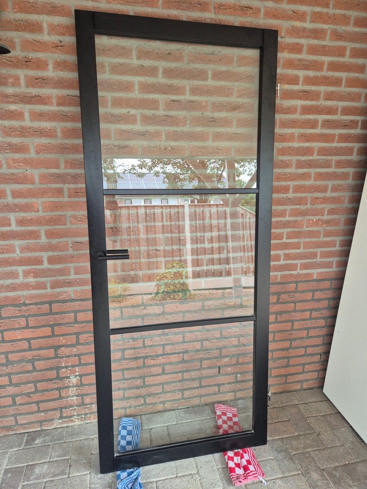 Glazen opdek deur, scharnier rechts (201x83cm), Doe-het-zelf en Verbouw, Deuren en Horren, Ophalen, Glas, Binnendeur, 200 tot 215 cm