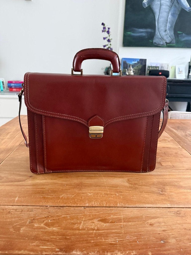 Leren aktetas - nooit gebruikt, Sieraden, Tassen en Uiterlijk, Bruin, Nieuw, Leer, Ophalen