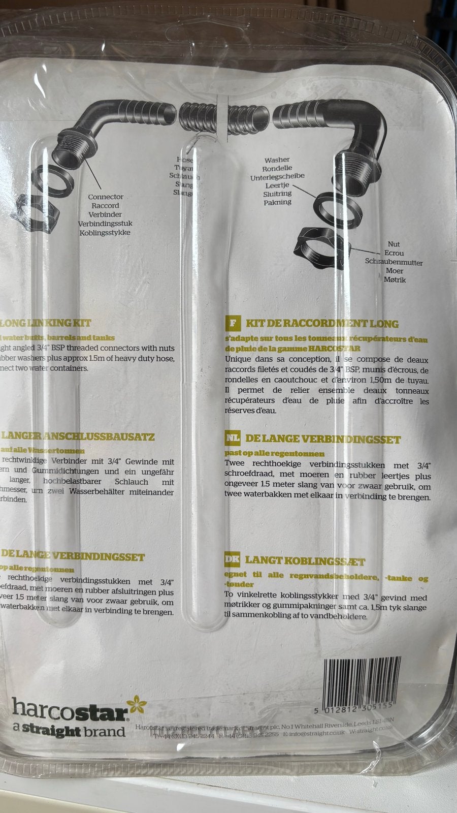 9x HarcoStar Water Butt Lange Verbindingsset, Tuin en Terras, Regentonnen, Ophalen of Verzenden, Nieuw, Kunststof