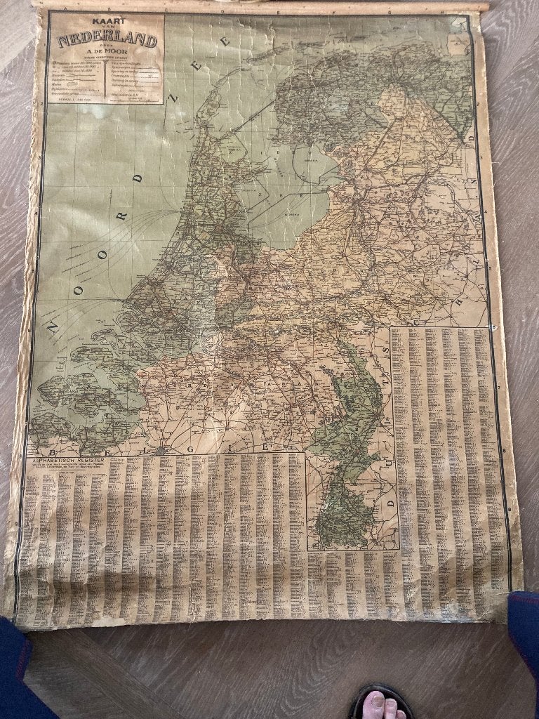 antieke wandkaart Nederland, Ophalen of Verzenden, Aardrijkskunde
