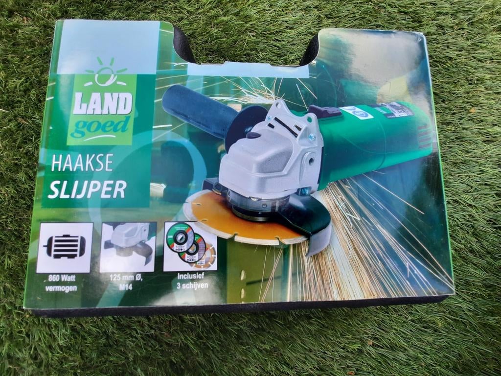 Nieuwe Landgoed Haakse Slijper 860W - Inclusief 3 schijven, Ophalen of Verzenden, Nieuw, 700 tot 1000 watt, Haakse handslijpmachine