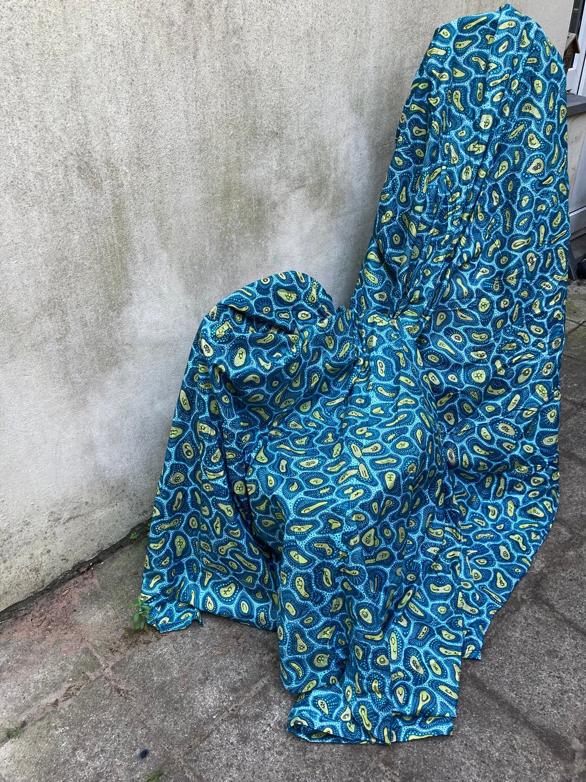 Vlisco Gordijn 225 lang, Blauw, 120 cm of meer, 200 cm of meer, Ophalen of Verzenden