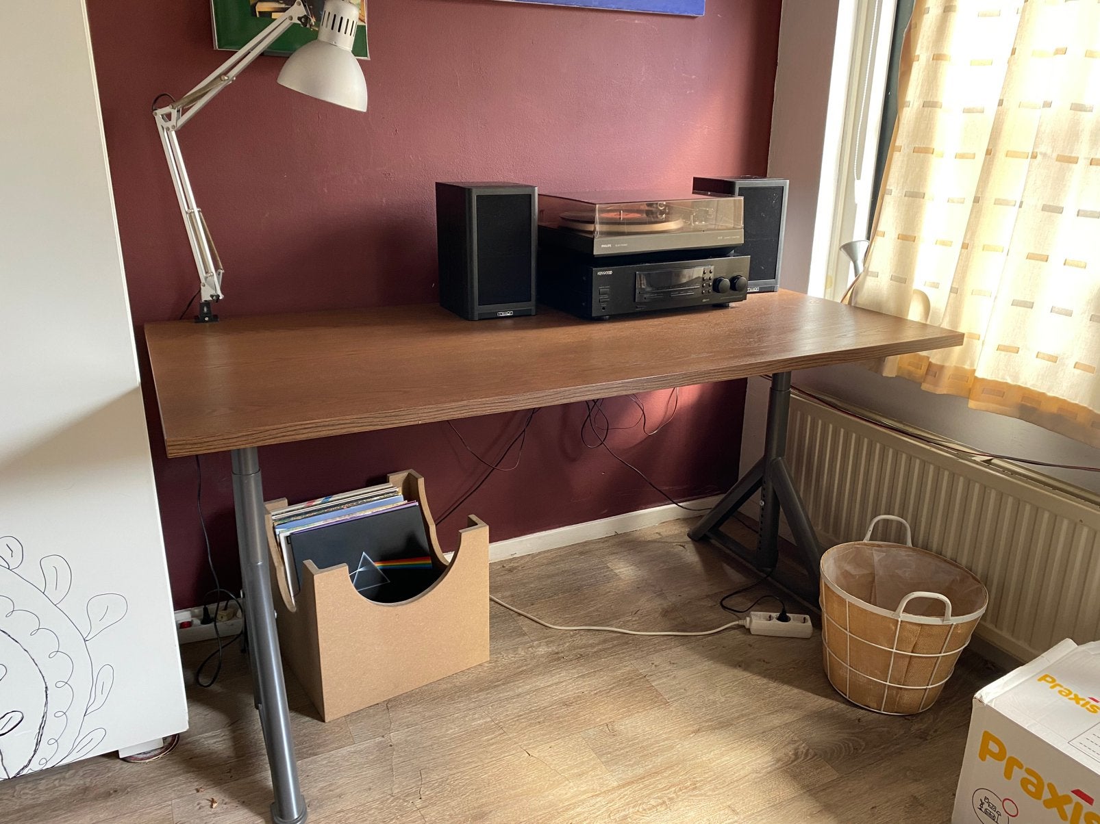 Bureau Ikea IDÅSEN donkerbruin 160x80, Ophalen, Zit-sta bureau, 160 cm, Bruin