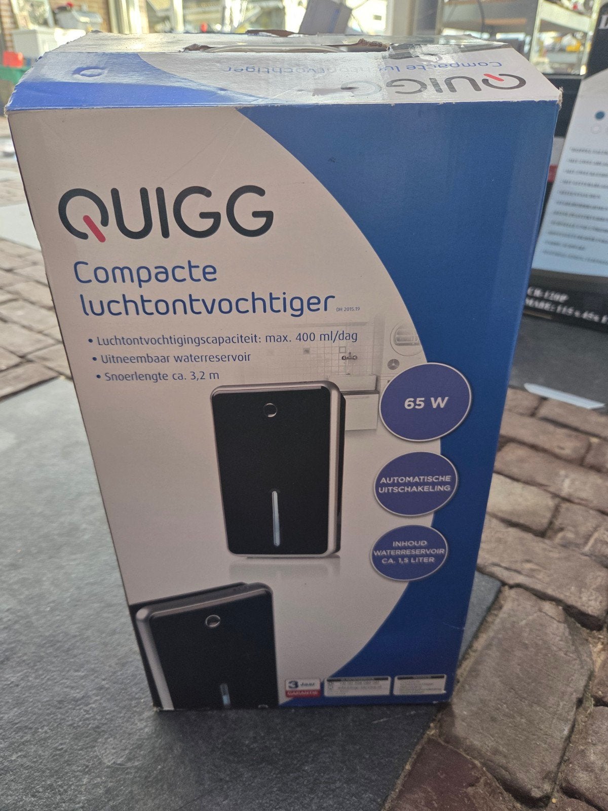 QUIGG Compacte Luchtontvochtiger - 65W, 1.5L reservoir, Ophalen of Verzenden, Nieuw, Luchtontvochter