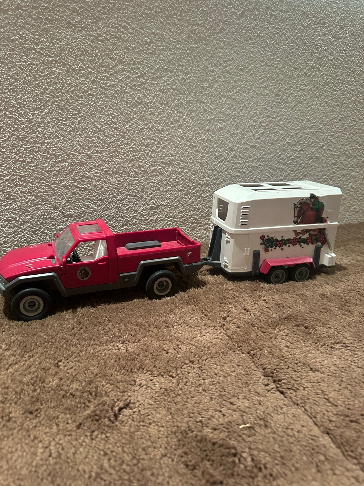 Schleich Pick-up met paardentrailer en paard, Ophalen of Verzenden, Gebruikt