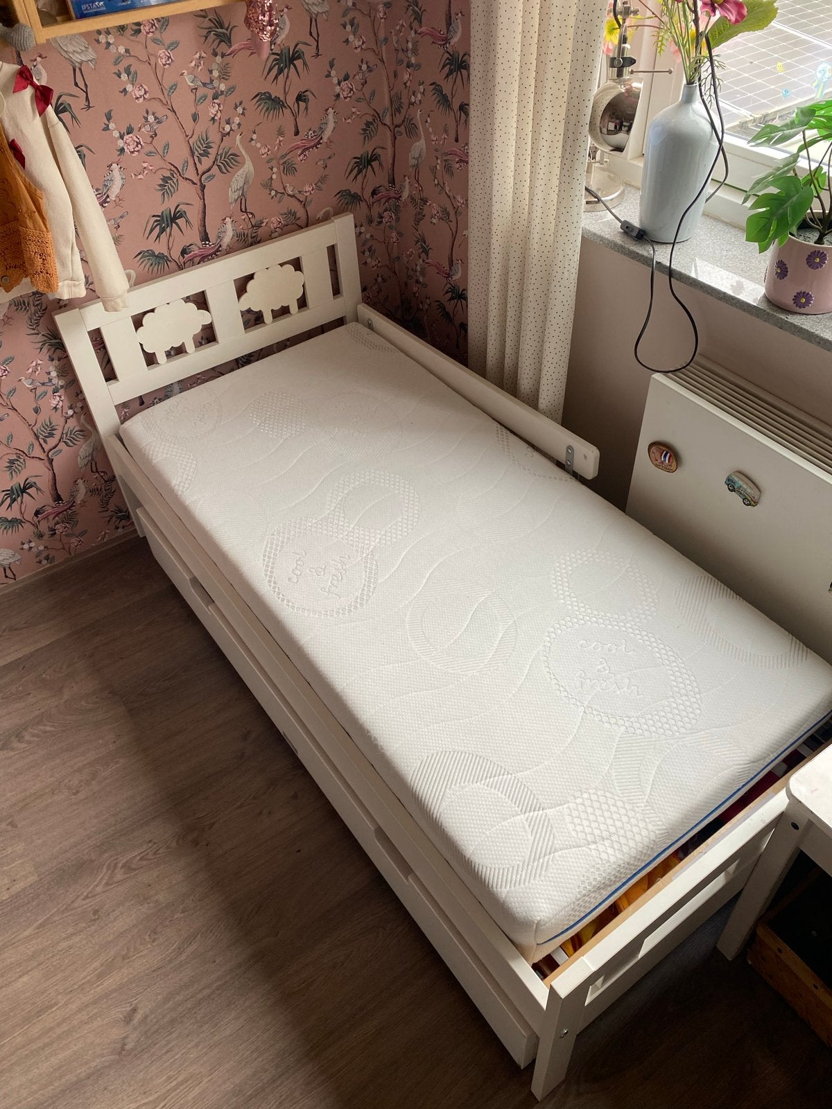 Wit ikea kinderbed luroy met matras en opberglades, Ophalen, Gebruikt, Wit, 190 cm of minder