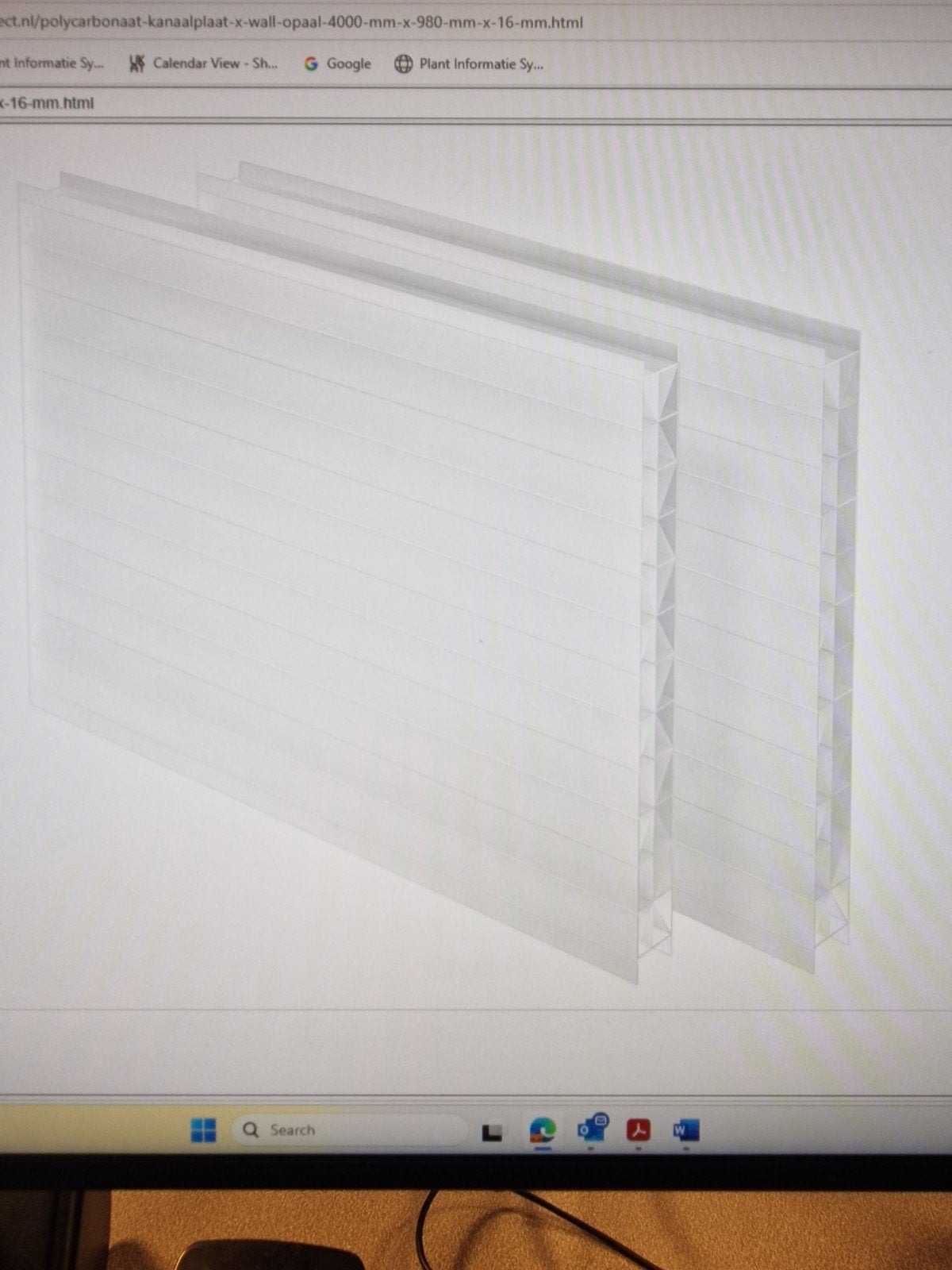 Polycarbonaat Kanaalplaat Opaal 4250x993x16mm, Doe-het-zelf en Verbouw, Ophalen, Nieuw, Overige materialen, Minder dan 20 mm