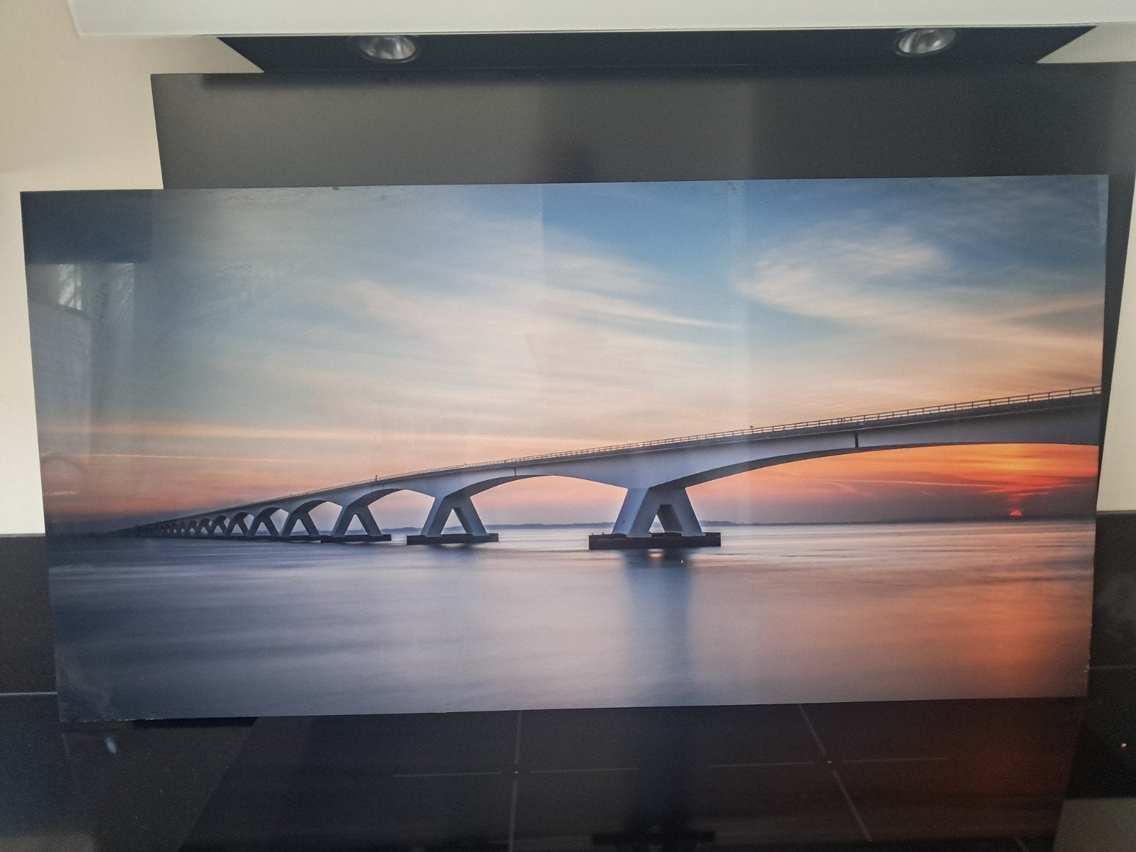 Zeelandbrug 3 - Aluminium Dibond Fotoprint van John Ouwens, Antiek en Kunst, Kunst | Tekeningen en Foto's, Ophalen of Verzenden