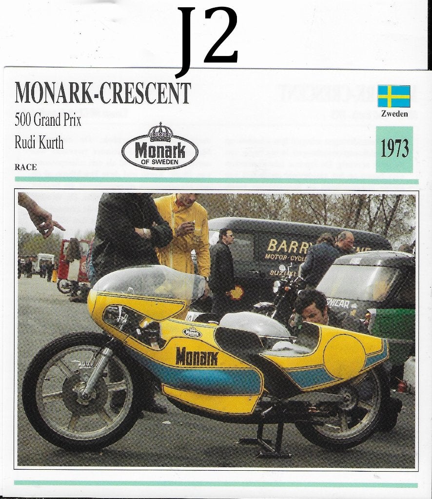 Ma1136 motorkaart j2 monark cresent 500 grand prix ( 1973 ), Verzamelen, Ophalen of Verzenden, Zo goed als nieuw, Motoren