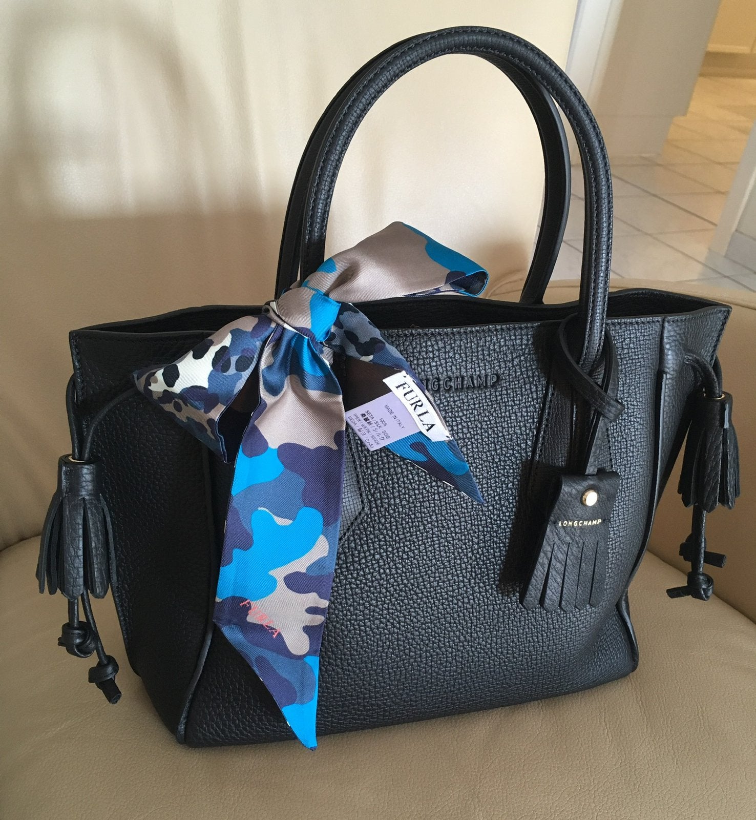 Longchamp Penelope Handtas leder, Ophalen, Zo goed als nieuw, Zwart, Handtas