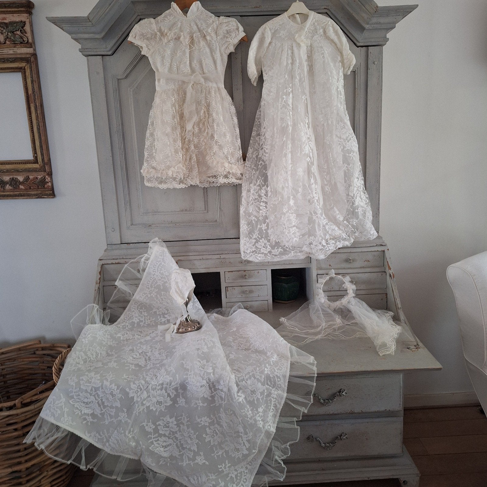 brocante doopjurkjes met toebehoren, Ophalen of Verzenden