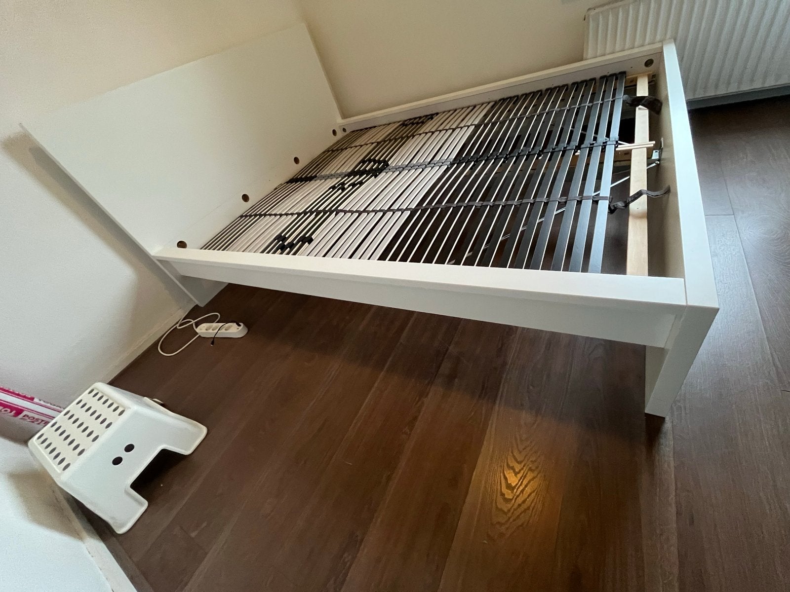 IKEA MALM bed (180x200) met matras en opberglades, Ophalen, Gebruikt, Wit, Tweepersoons