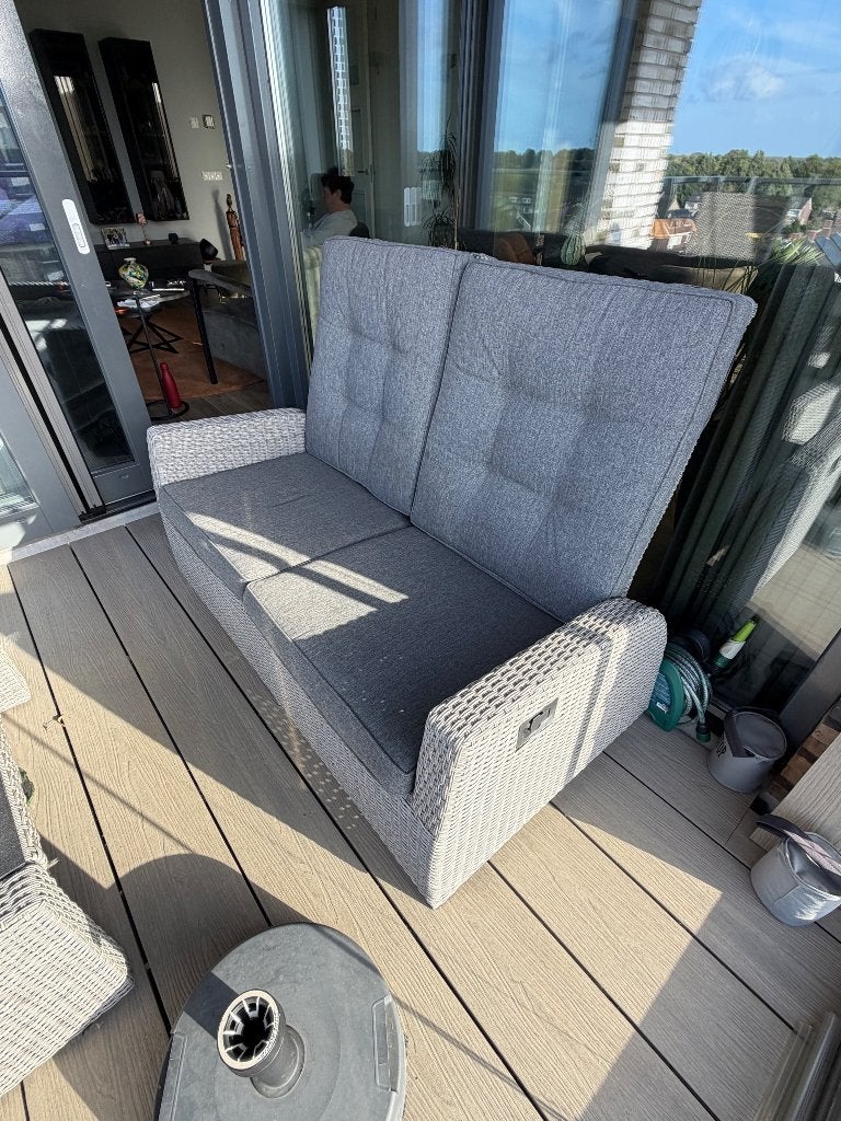 Comfortabele 2-zits tuinbank met verstelbare rugleuning, Tuin en Terras, Ophalen, Gebruikt, Wicker