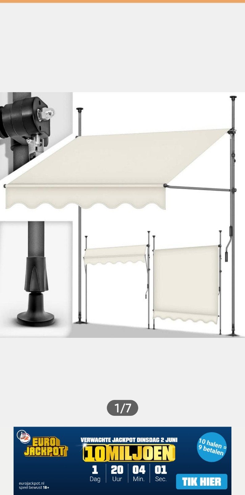 Klem luifel., Tuin en Terras, Ophalen, Nieuw, 250 cm tot 450 cm, Overige typen