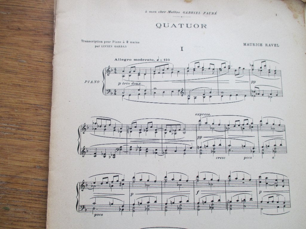 Maurice Ravel - Quatuor (Pianotranscriptie), Muziek en Instrumenten, Gebruikt, Klassiek, Ophalen of Verzenden, Artiest of Componist