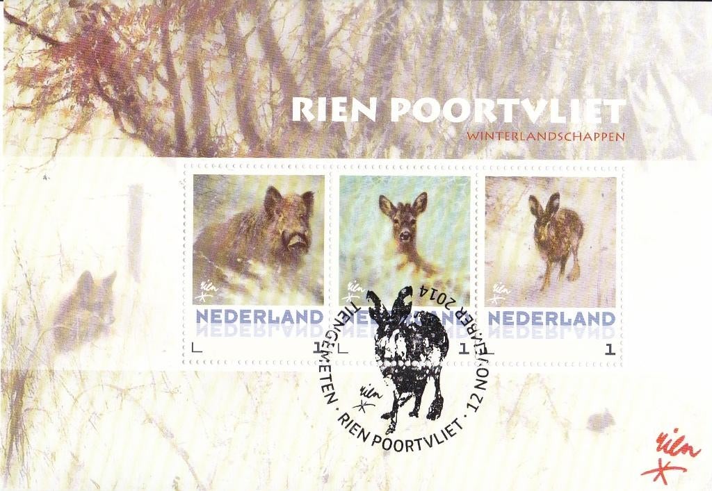 Rien Poortvliet – Winterlandschappen, Verzenden, Gestempeld