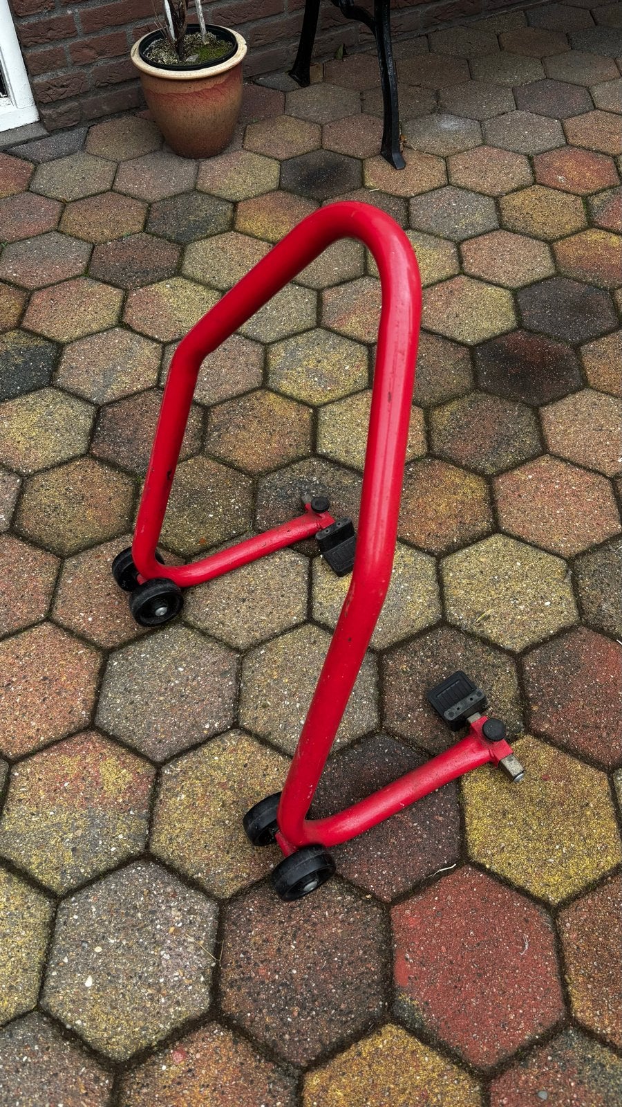Rode motorfiets paddockstand, Motoren, Ophalen, Gebruikt