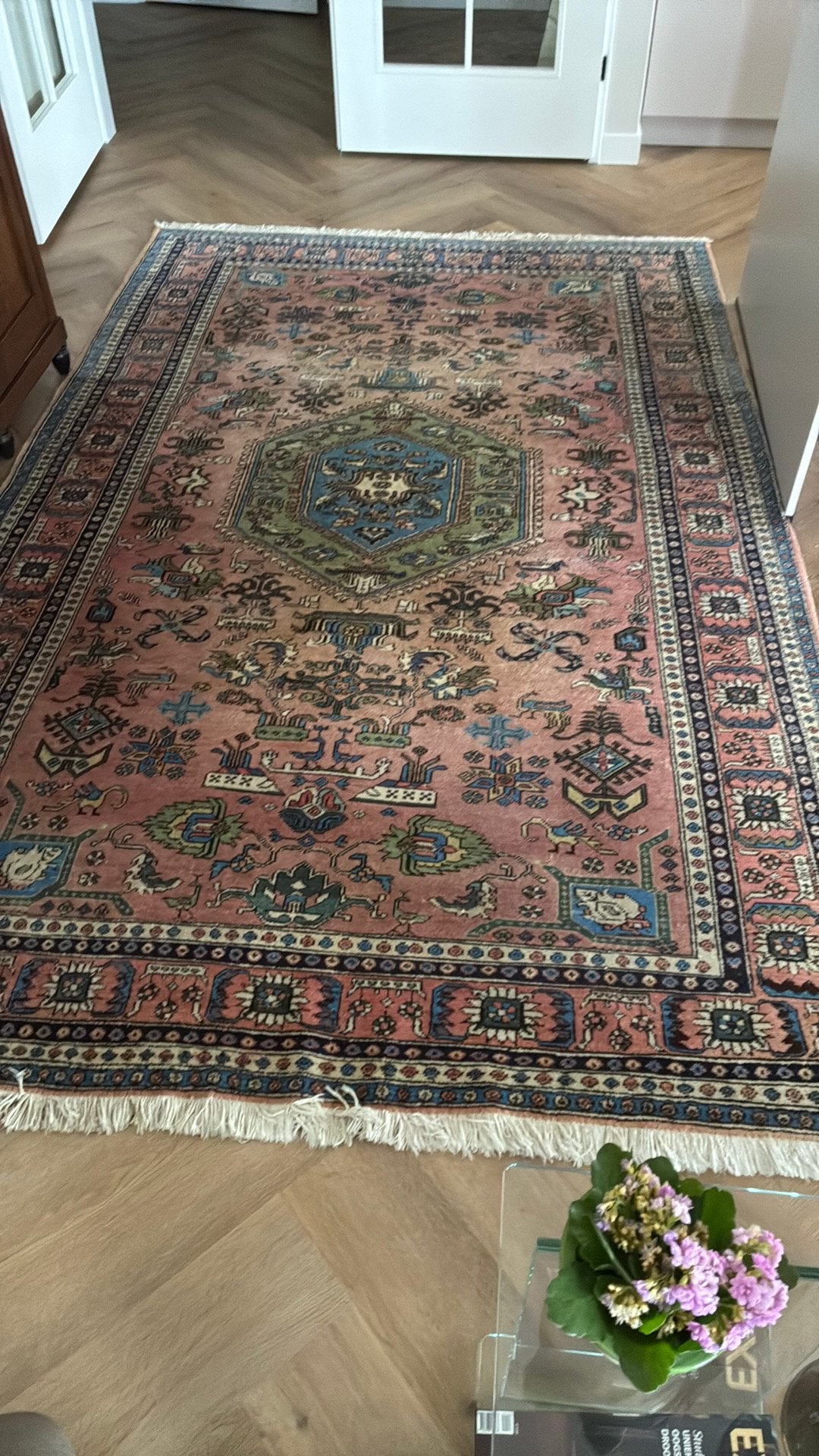 Origineel Perzisch tapijt, Huis en Inrichting, Stoffering | Tapijten en Kleden, Ophalen, Gebruikt, Blauw, 200 cm of meer