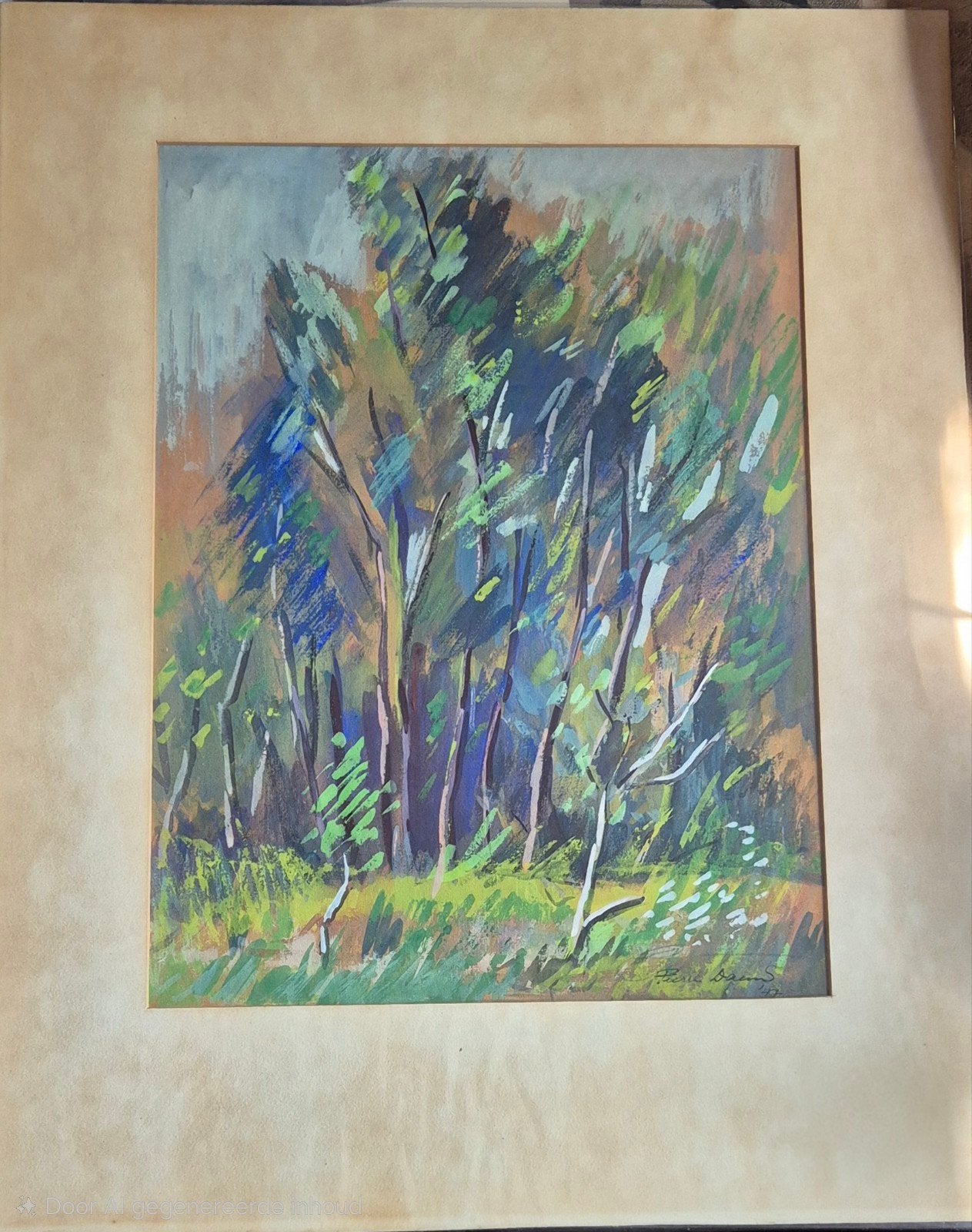 Gouache van Piere Daems uit 1947 - Landschap, Papier/karton, Gesigneerd, Gouache, Landschap