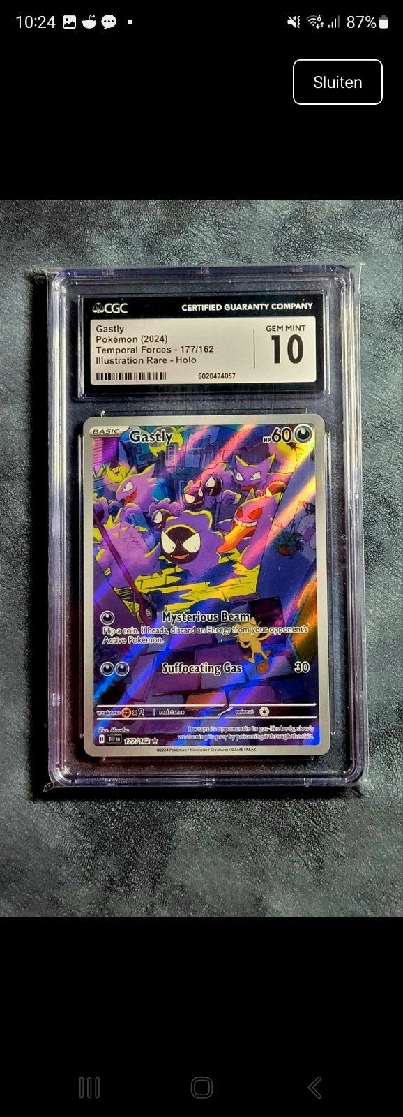 Gastly 177/162 Illustration Rare - CGC 10 GEM MINT - Tempora, Ophalen of Verzenden, Zo goed als nieuw, Losse kaart, Foil