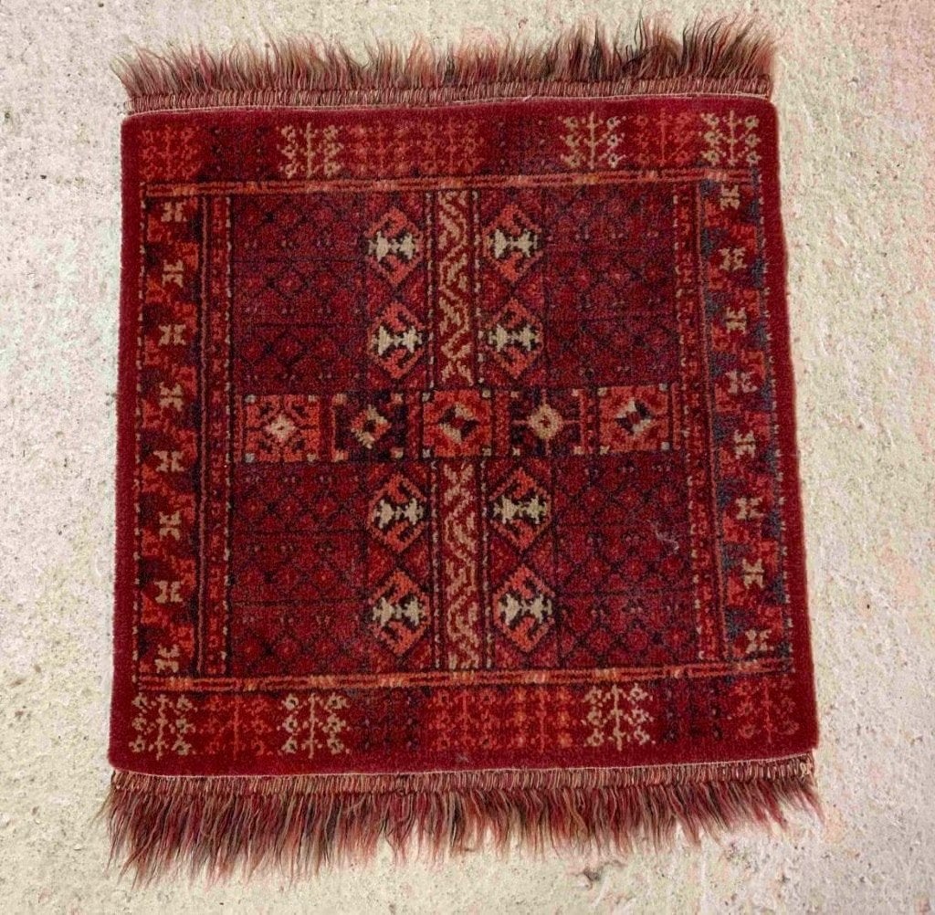 Vintage vierkant tapijt roestbruin tinten 48/48, Vierkant, Ophalen of Verzenden, Zo goed als nieuw, Mon Plaisir 19, Etten-Leur, Netherlands