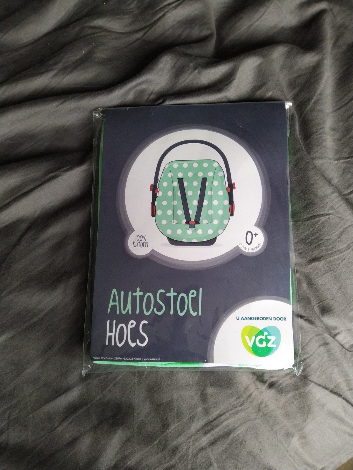Nieuwe autostoelhoes 0+ (groen met stippen), Ophalen, Autogordel, Nieuw, 0 t/m 13 kg