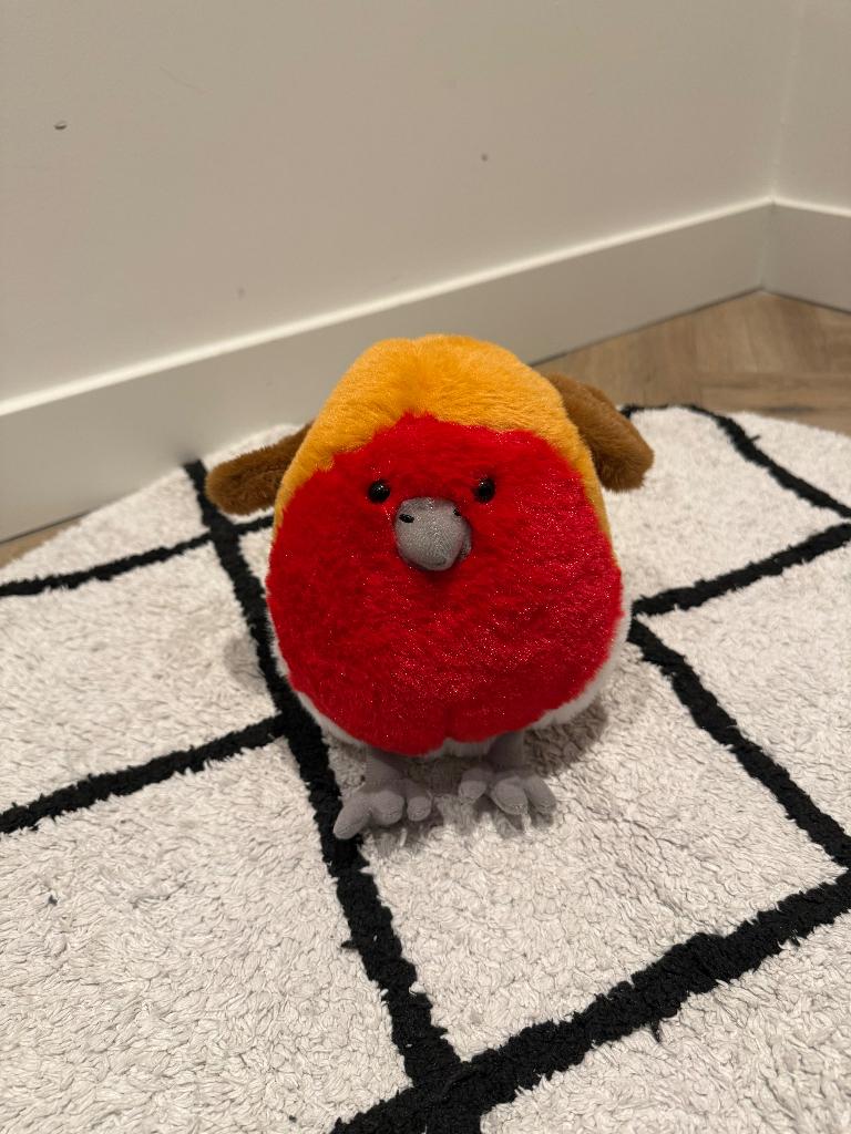 ZGAN oranje rood Red Robin vogel knuffel speelgoed roodborst, Overige typen, Ophalen of Verzenden, Zo goed als nieuw, Rood