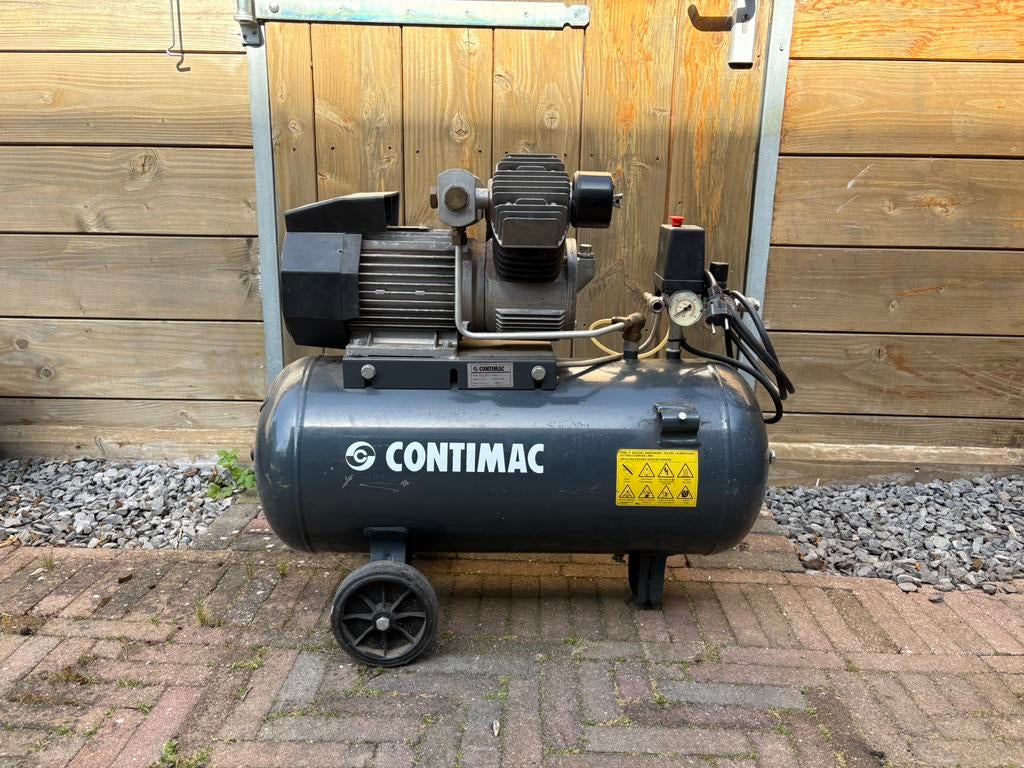Contimac Professionele compressor 220v 90 liter 11 bar, Doe-het-zelf en Verbouw, Compressors, Ophalen, Gebruikt, 10 bar of meer