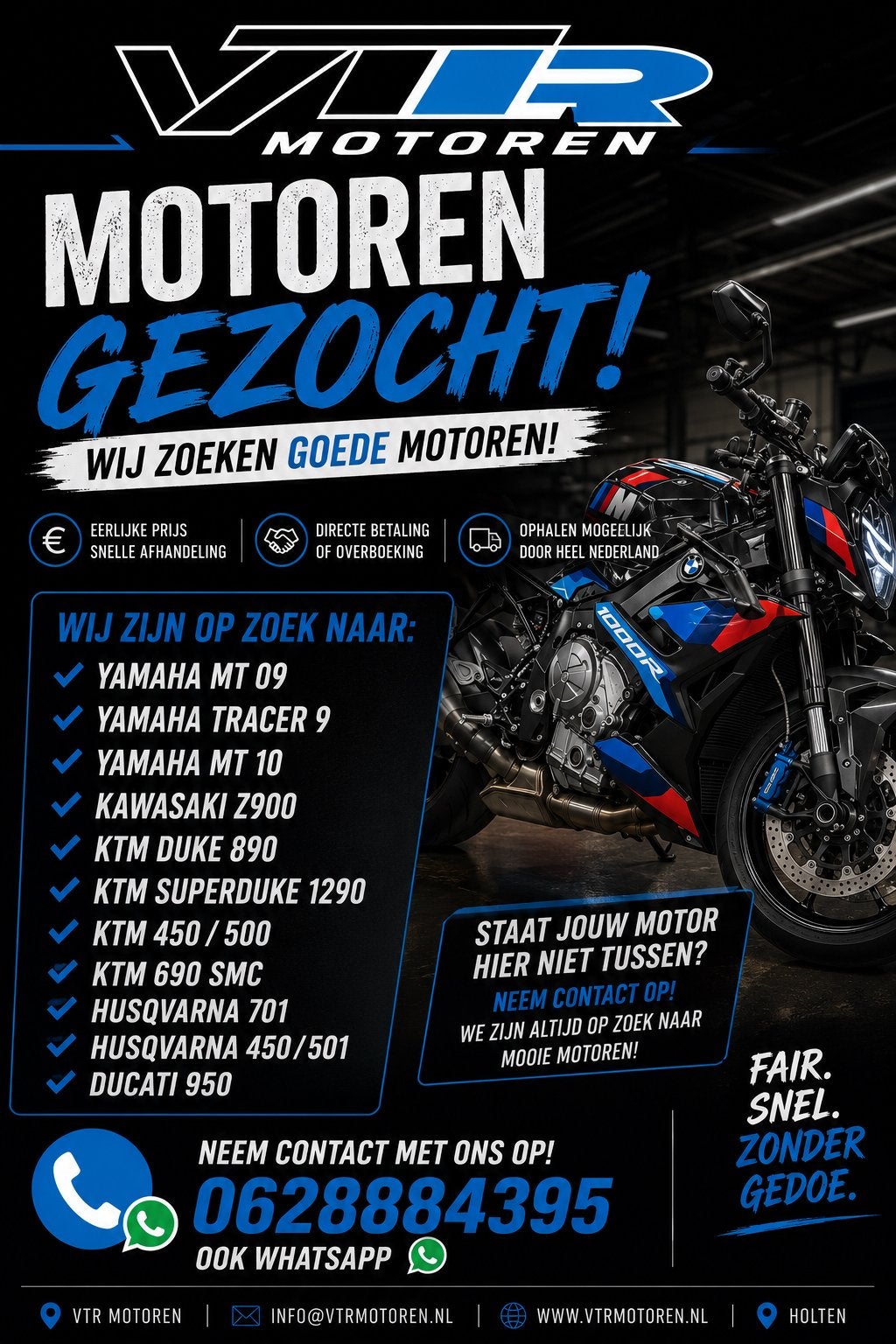 Motoren gezocht! Snelle afhandeling!