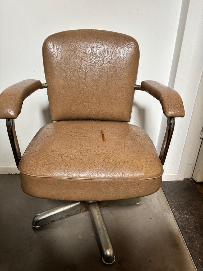 kapperstoel, Ophalen, Gebruikt, Bruin, Bureaustoel