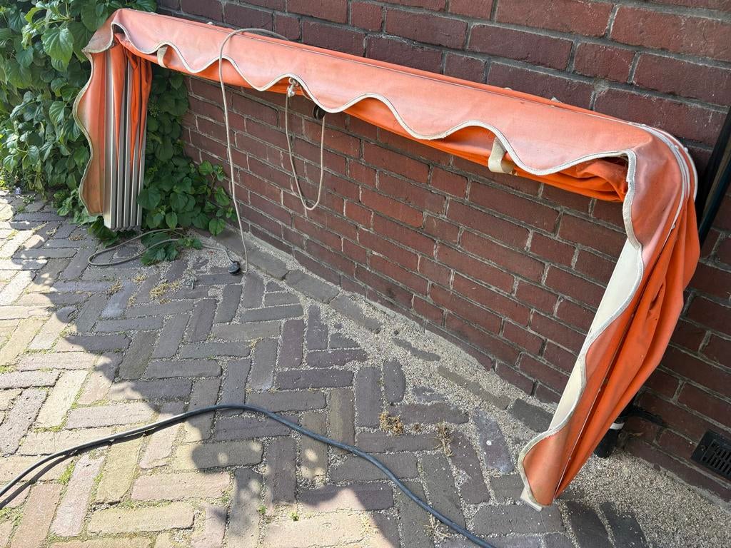 GRATIS! Gebruikte markiezen 3x, alu profiel, Ophalen, Gebruikt, Markies, 250 cm tot 450 cm