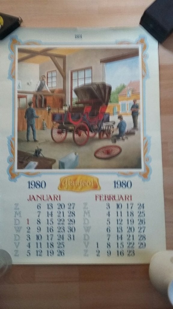 autoreclame kalender bladen oude afbeeldingen van peugeot, Ophalen of Verzenden, Gebruikt, Auto's
