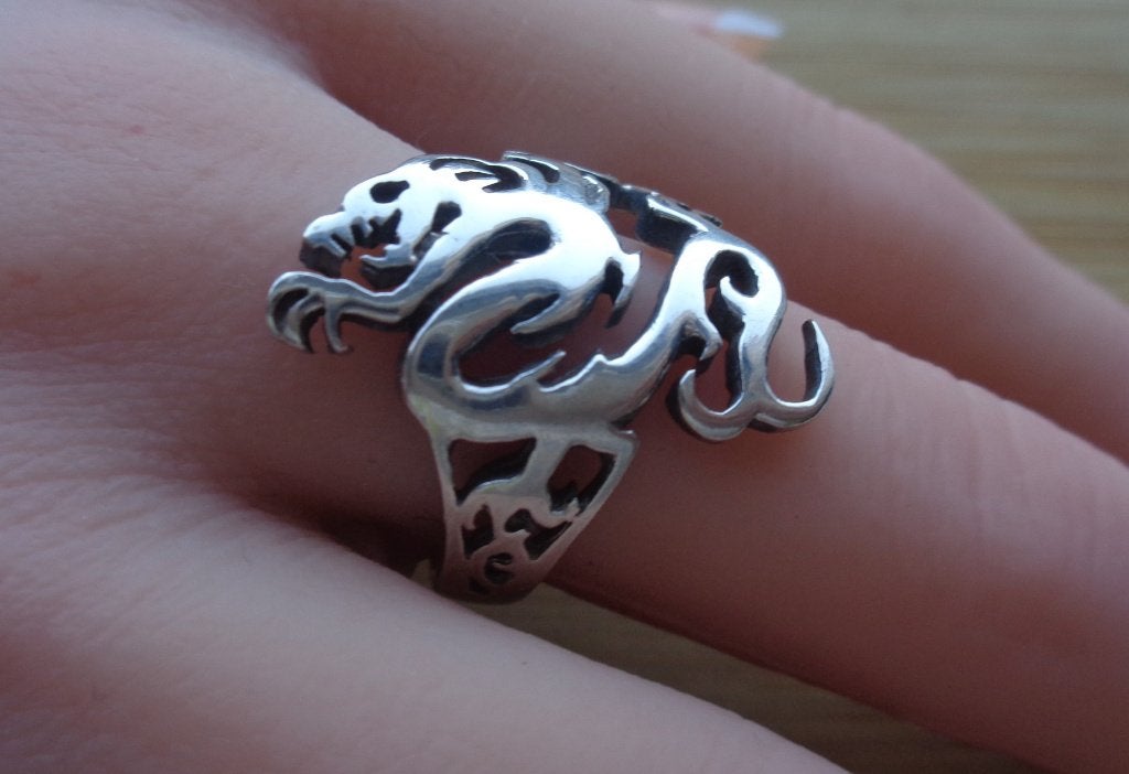 zilveren heren ring met Chinese draak [378], Sieraden, Tassen en Uiterlijk, Ringen, Verzenden, 19 tot 20, Zo goed als nieuw, Dame