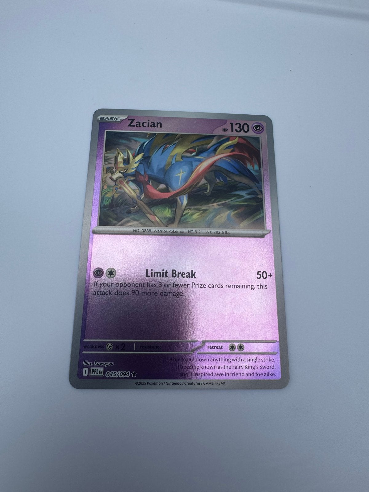 Zacian 045/094 Pokémon Kaart - Foil - Zo goed als nieuw, Ophalen of Verzenden, Zo goed als nieuw, Losse kaart, Foil