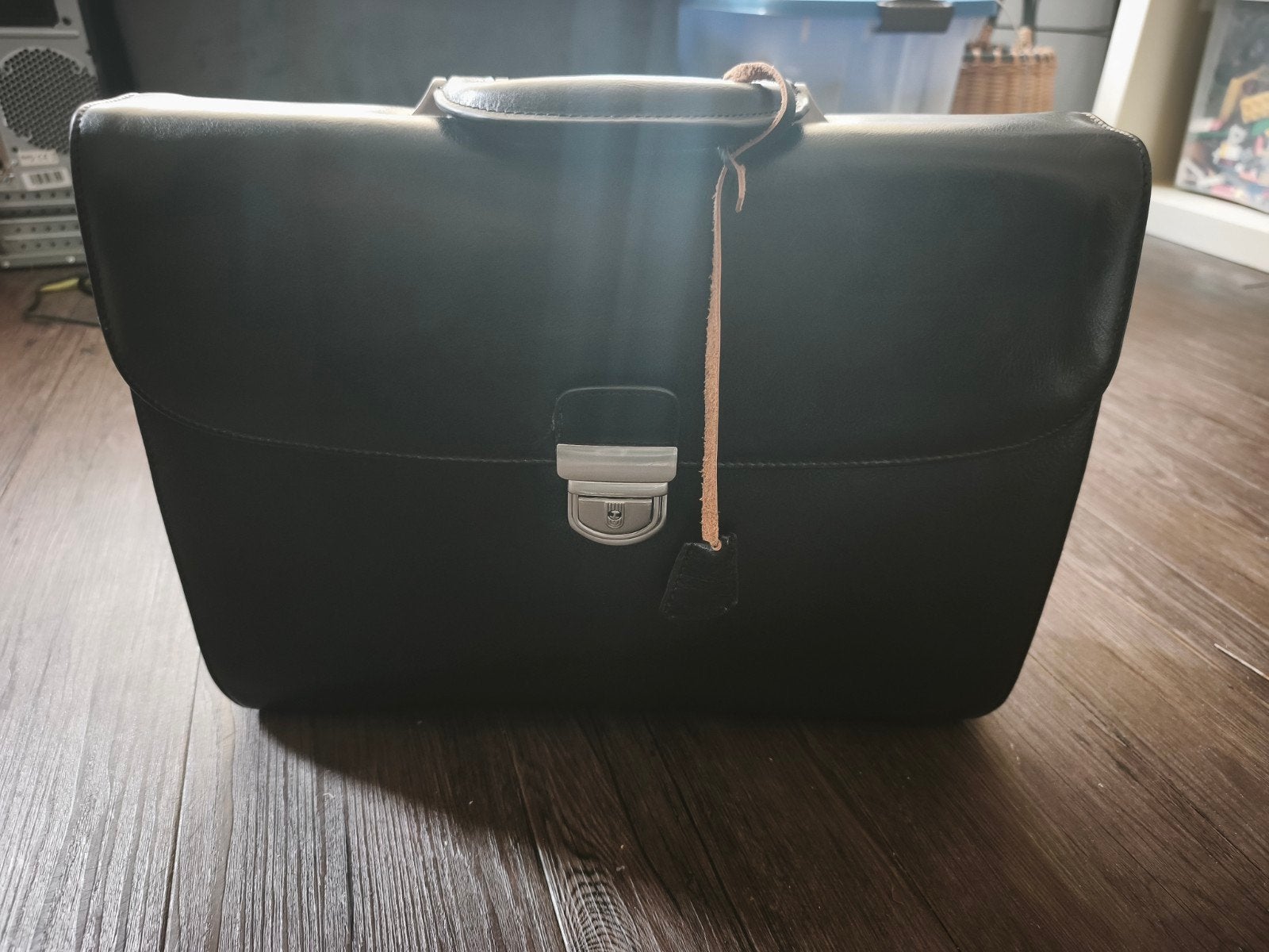 Zwart leren aktetas nieuw, Ophalen, Minder dan 35 cm, Nieuw, Slot