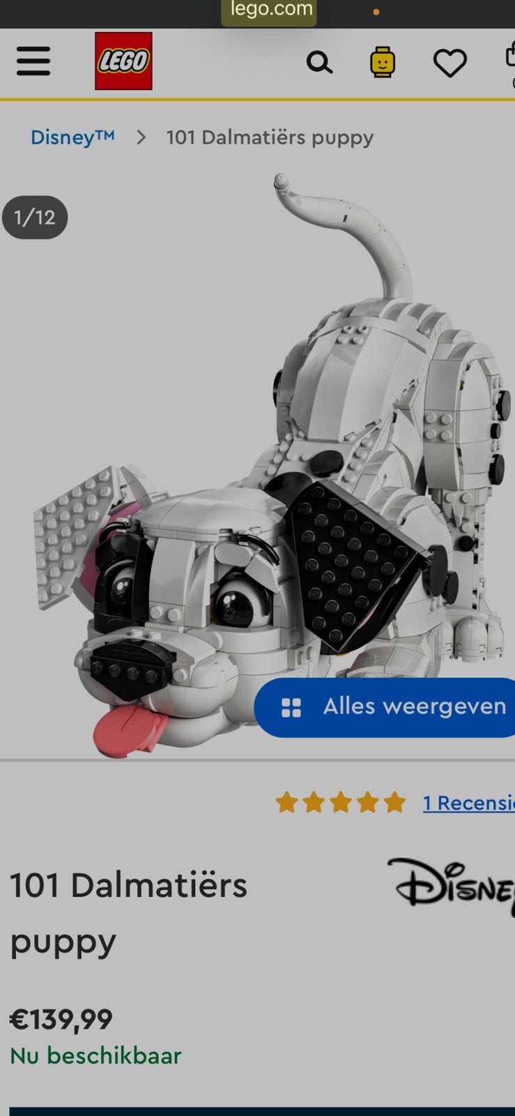 Lego hond disney, Ophalen of Verzenden, Zo goed als nieuw