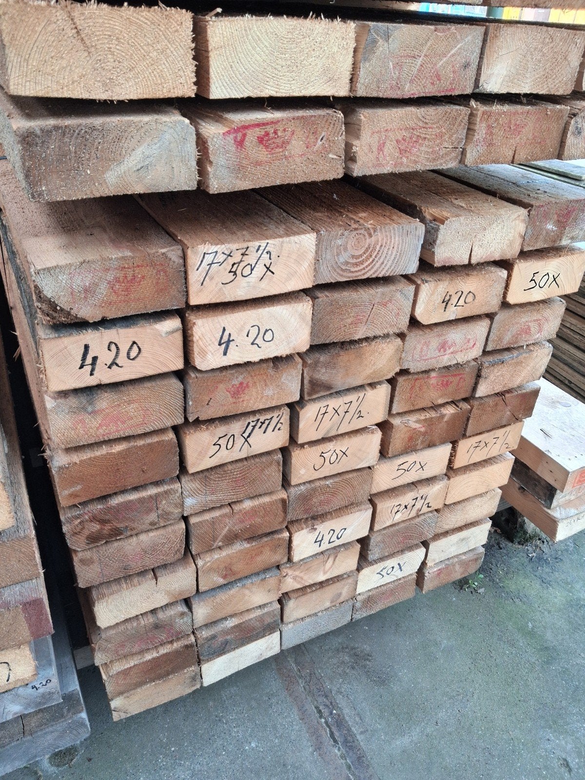 Vurenhouten balken 17x7,5cm lengte 420cm €20,- per stuk, Ophalen, 250 cm of meer, Balken