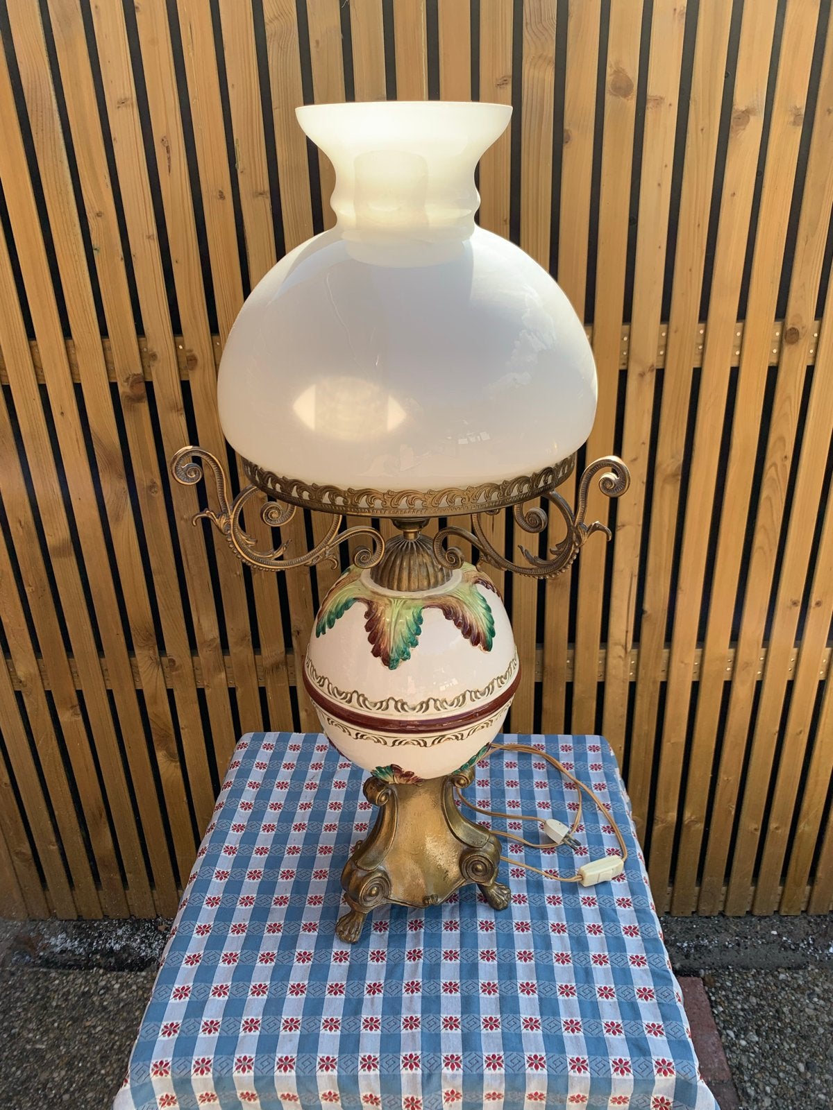 Antieke Italiaanse Tafellamp - Keramiek & Brons, Antiek en Kunst, Antiek | Lampen, Ophalen