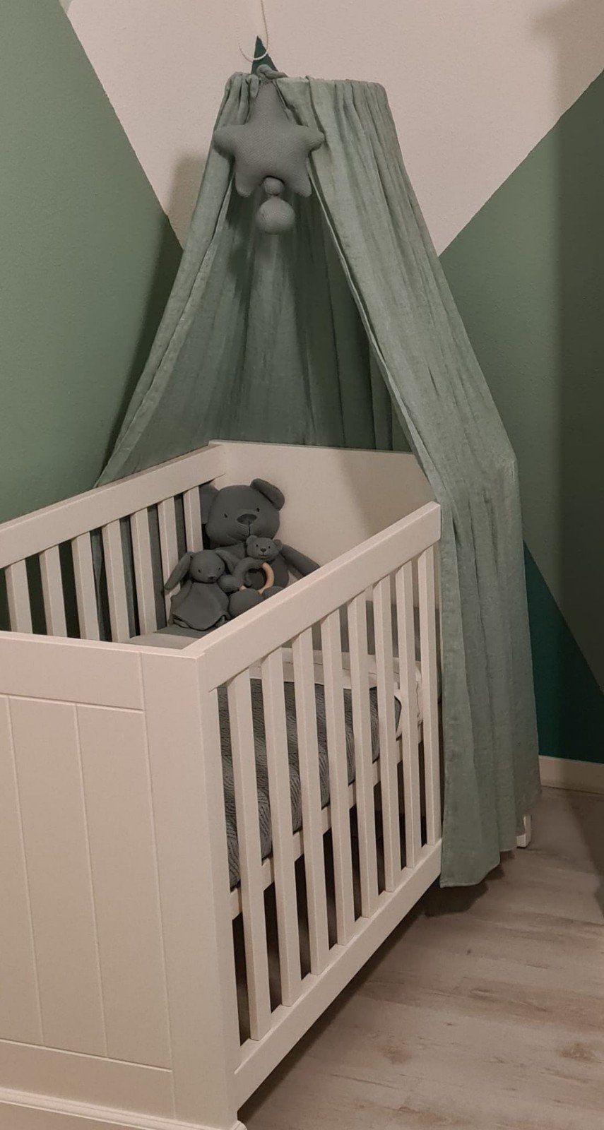 Jollein sluier/klamboe groen - wieg/ledikant, Kinderen en Baby's, Kinderkamer | Bedden, Ophalen of Verzenden, Zo goed als nieuw
