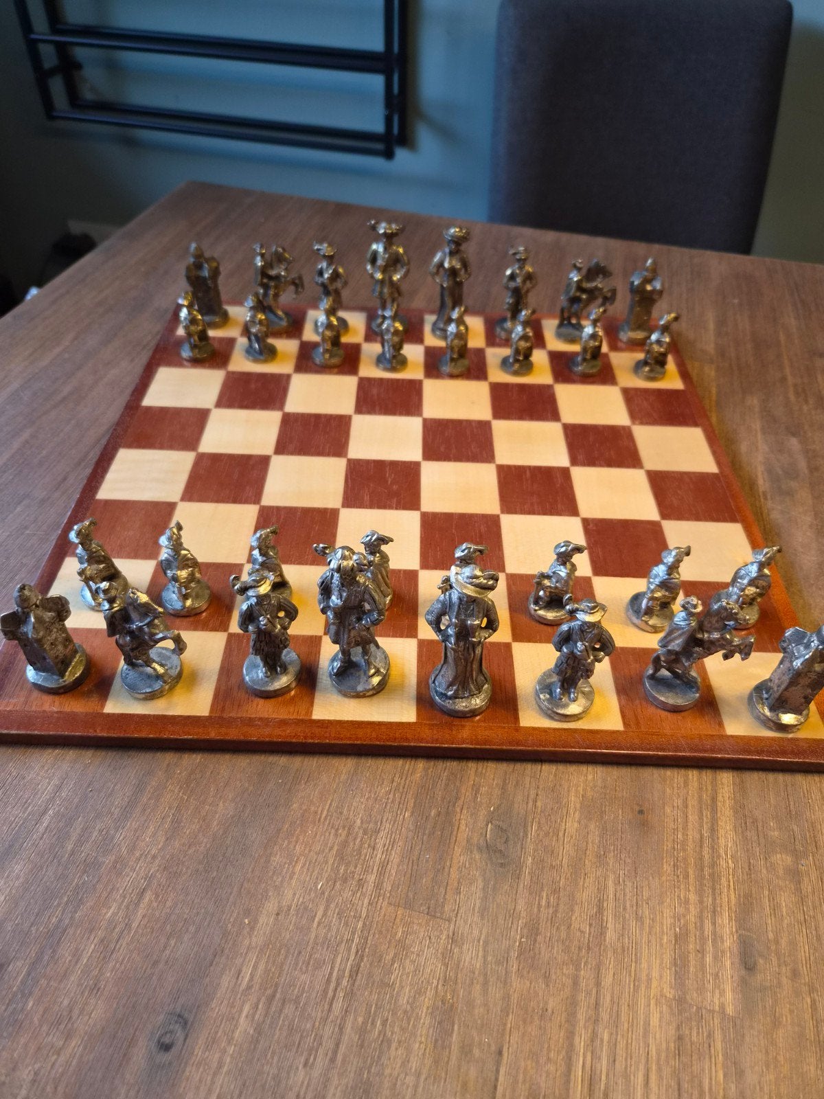prachtige tinnen rococo schaakspel, Ophalen of Verzenden, Gebruikt