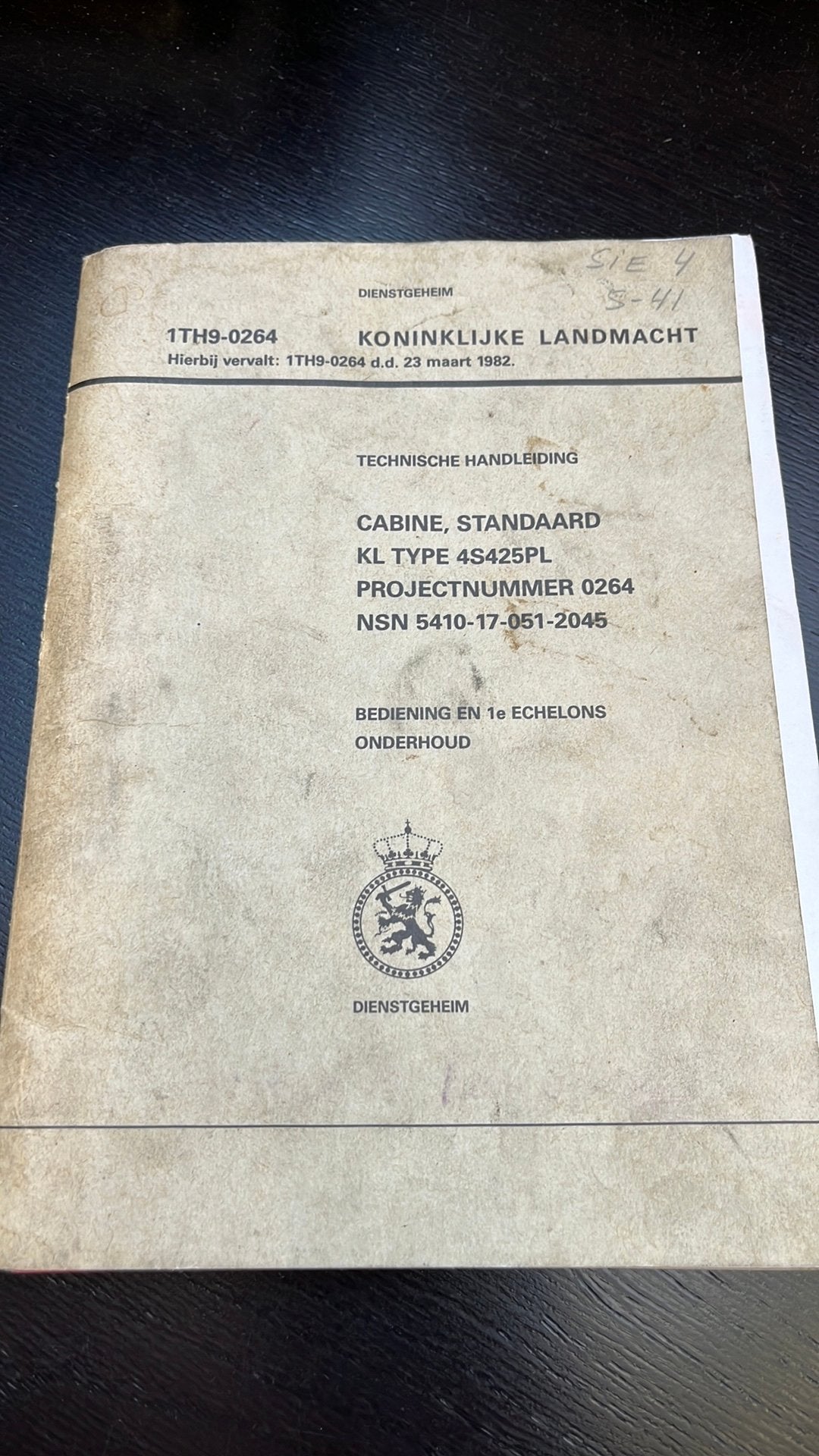 Technische handleiding Fokker shelter 4S425PL, Ophalen of Verzenden, Landmacht, Nederland, Boek of Tijdschrift