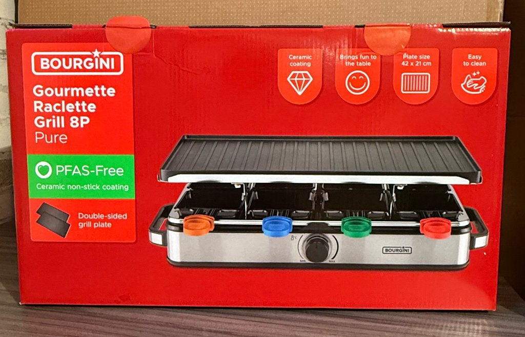 Bourgini Gourmette Raclette Grill 8P Pure, Ophalen of Verzenden, Nieuw, 8 personen of meer