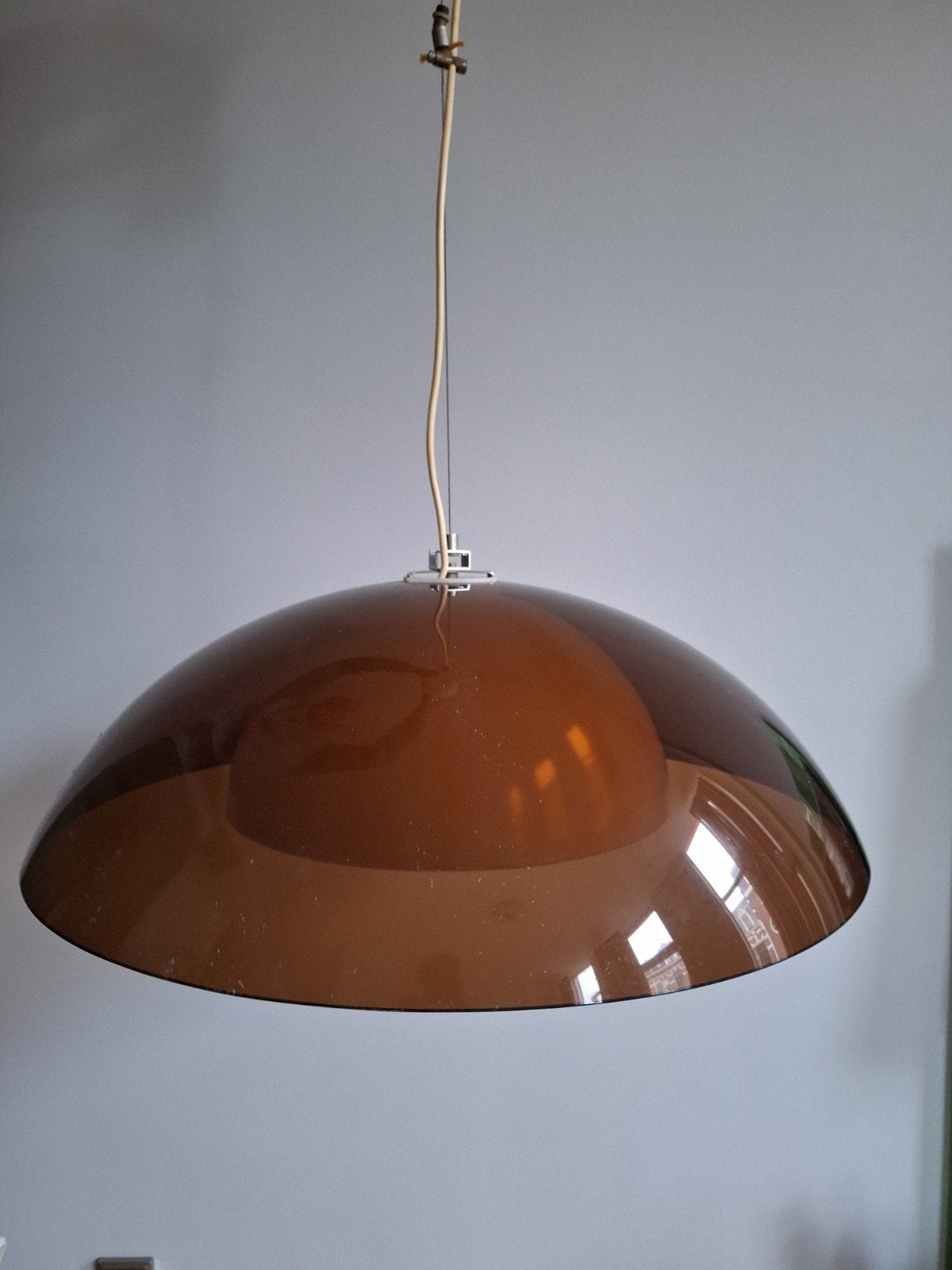 Harvey Guzzini hanglamp - 60 cm doorsnee - Goede staat, Ophalen, Kunststof, Vintage, Mid-century modern, Italiaans design, E27 (groot)