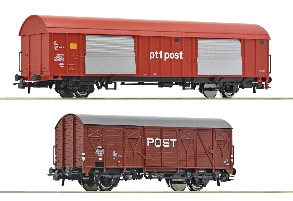 Roco 6600074: tweedelige set Nederlandse postwagons, Treinset, Gelijkstroom, Nieuw, Ophalen of Verzenden