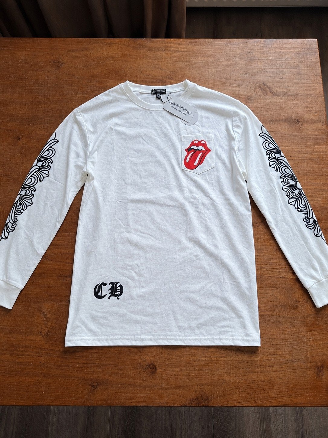 Chrome Hearts x The Rolling Stones Longsleeve T-shirt, Kleding | Heren, Chrome Hearts, Maat 48/50 (M), Wit, Nieuw
