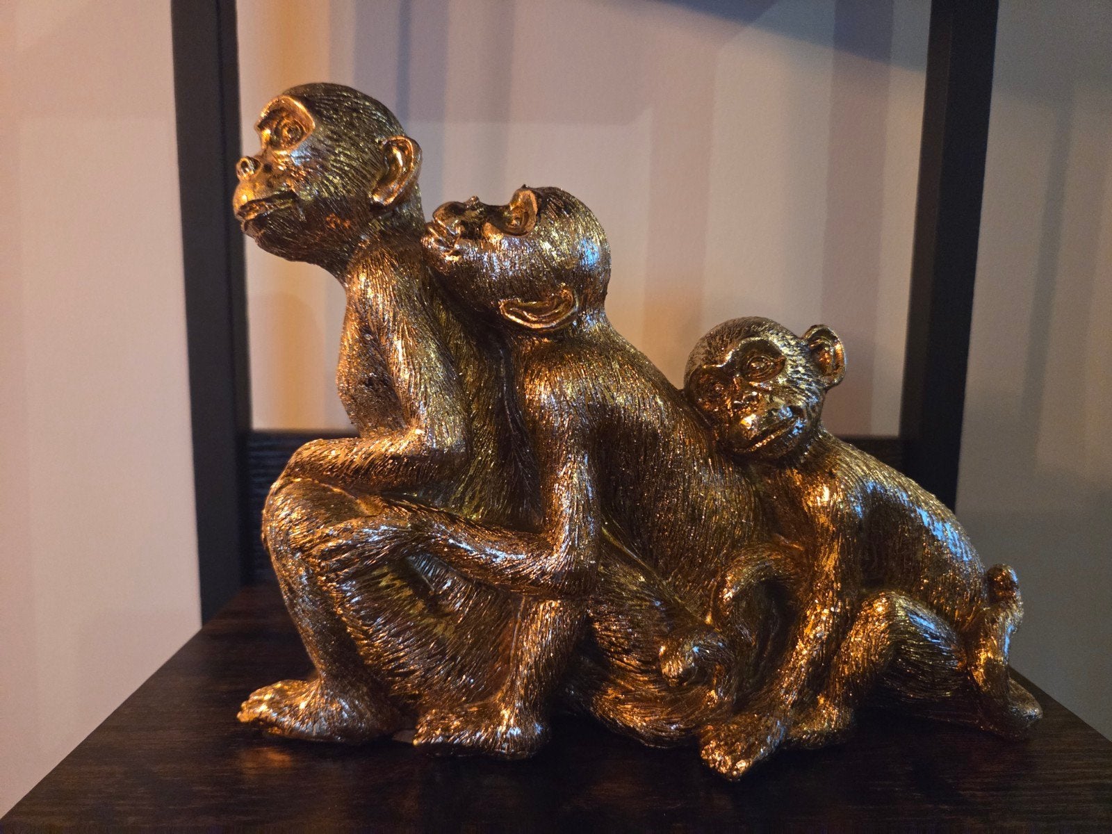 Groot gouden Apen Beeld -, Overige materialen, Ophalen of Verzenden, Zo goed als nieuw, Goud